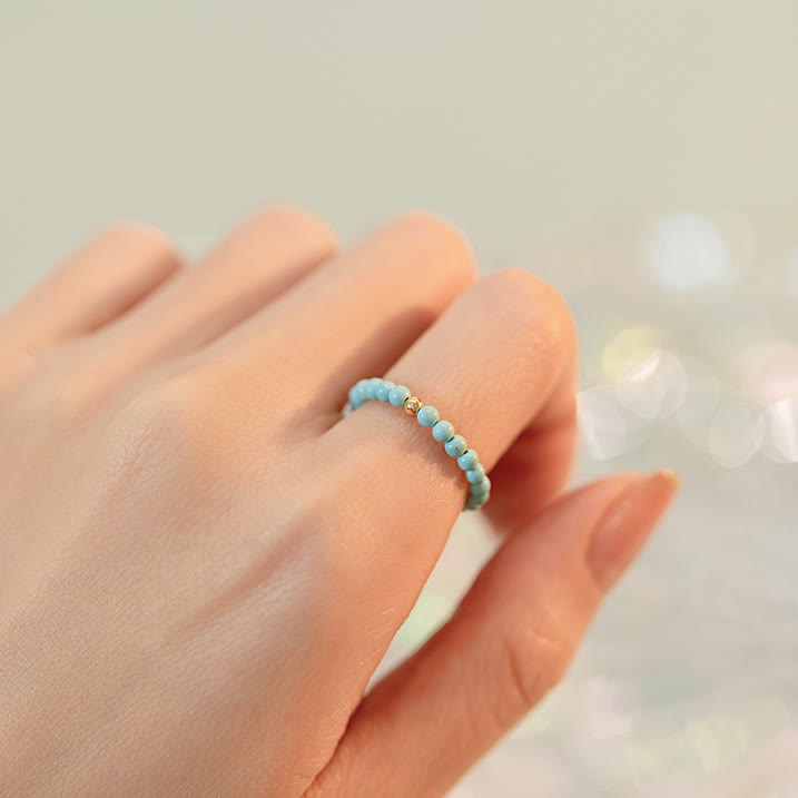 Olivenorma Anello con perline turchesi extra fini da 2 mm - image 1