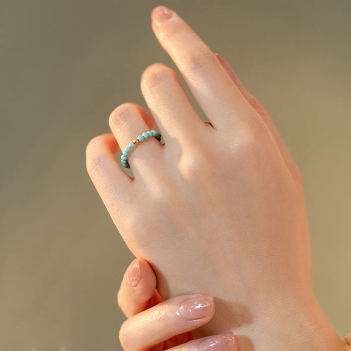 Olivenorma Anello con perline turchesi extra fini da 2 mm - image 4