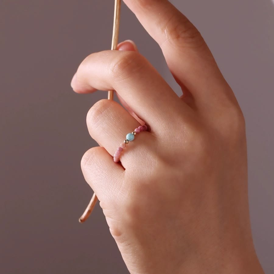 Anello Olivenorma Extra Fine 2mm Perla di Rodocrosite