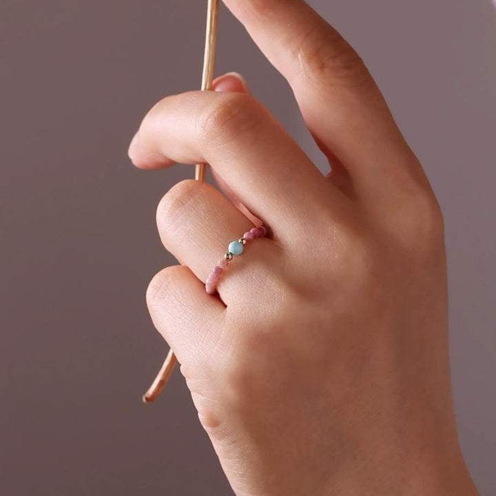 Anello Olivenorma Extra Fine 2mm Perla di Rodocrosite