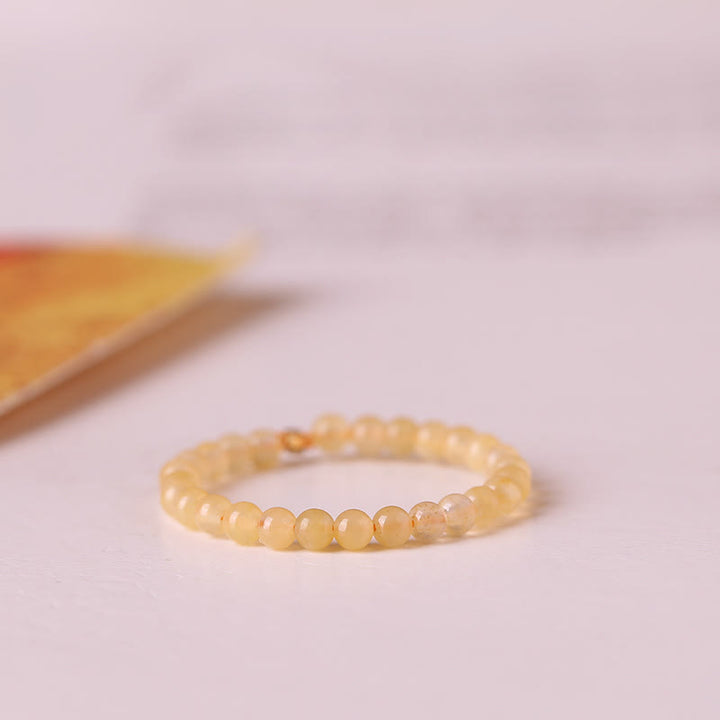 Anello Olivenorma Extra Fine 2mm con Perline di Giada Gialla 