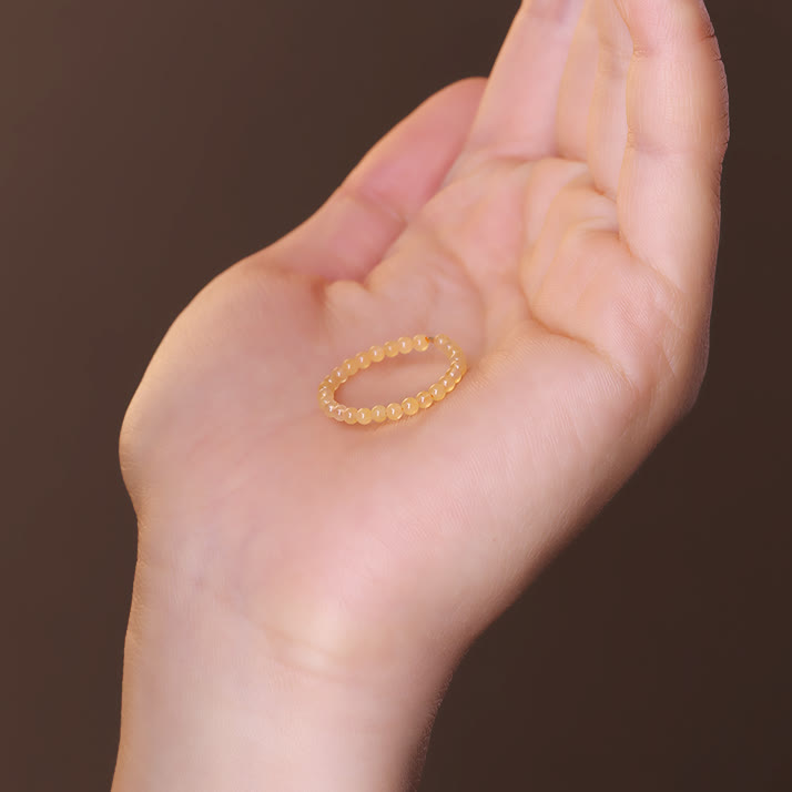 Anello Olivenorma Extra Fine 2mm con Perline di Giada Gialla 