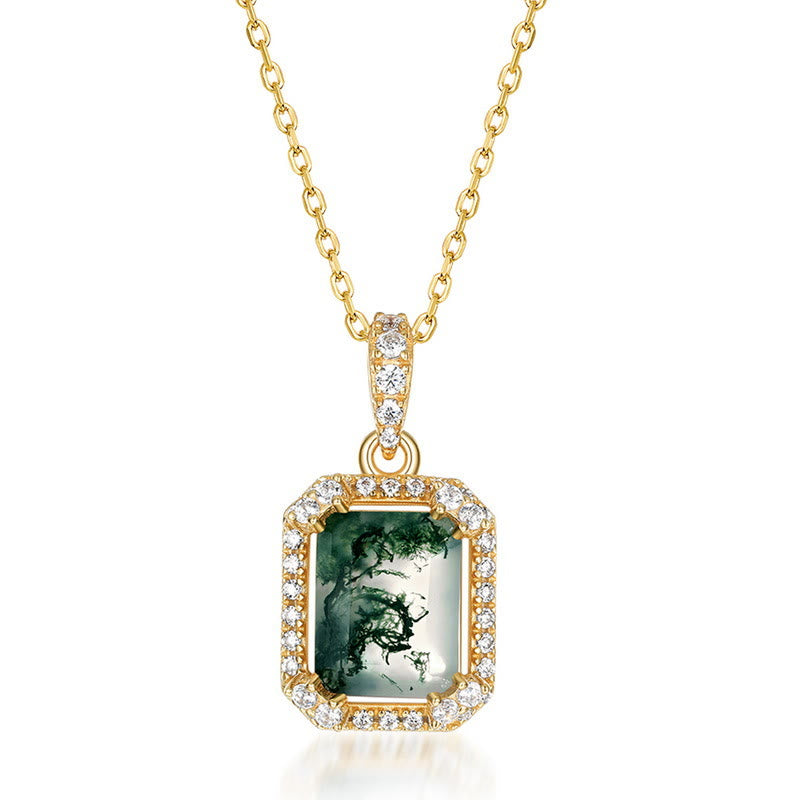 Olivenorma Square Moss Agate White Zircone - D'oro - image 2