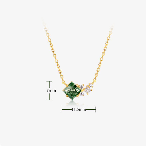 Collana in argento sterling con agata muschiata quadrata Olivenorma