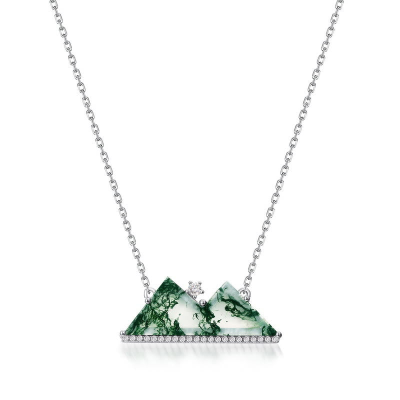 Collana con design in agata muschiata Olivenorma Mountains - Agata muschiata e zircone bianco - image 0