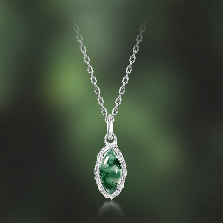 Collana con motivo a pizzo a strisce in agata muschiata Olivenorma