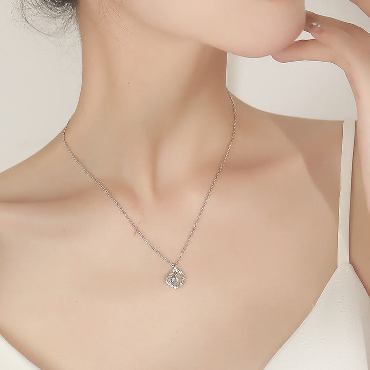 Collana in pietra di luna "Blue Gum and Bird" Olivenorma