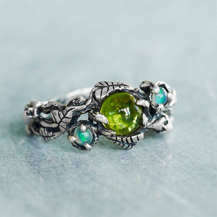 Olivenorma "Angie" - Anello con opale e peridoto