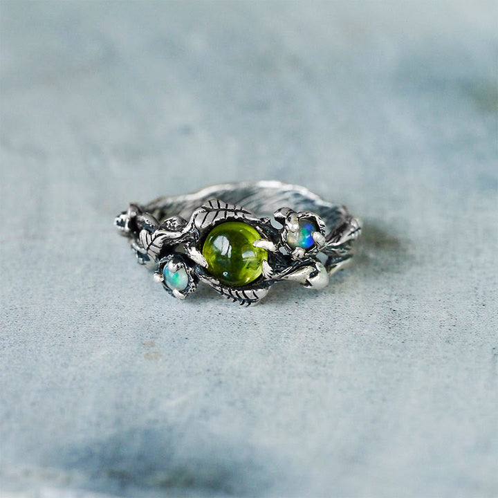 Olivenorma "Angie" - Anello con opale e peridoto