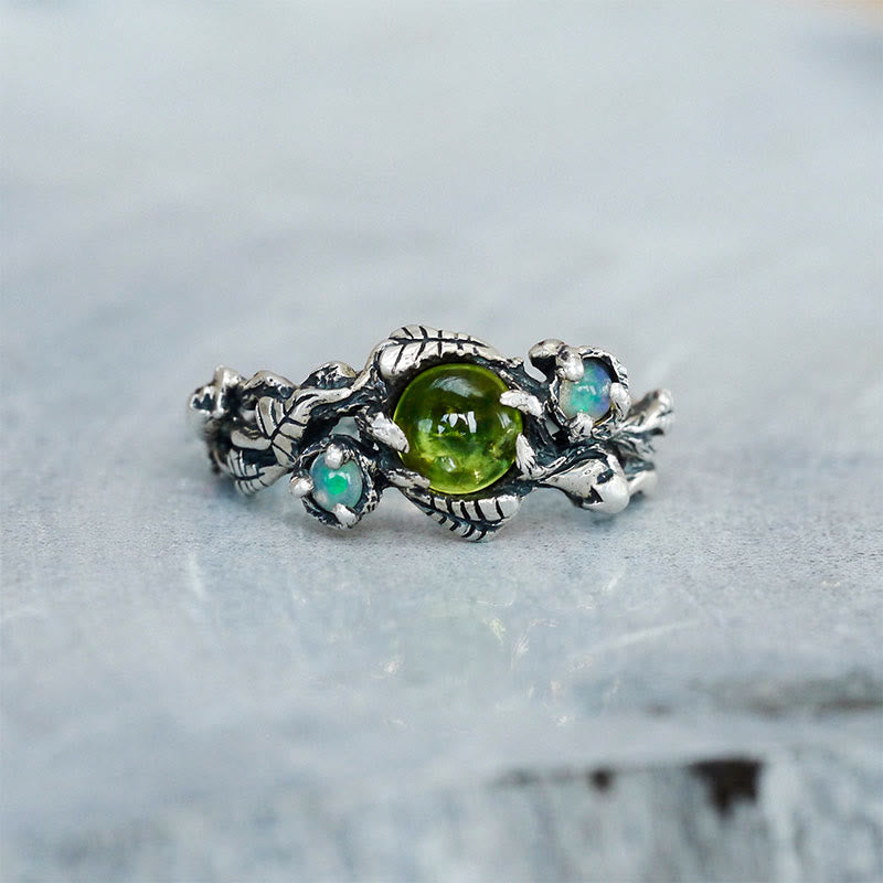 Olivenorma "Angie" - Anello con opale e peridoto