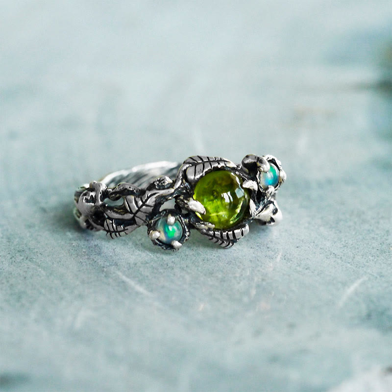 Olivenorma "Angie" - Anello con opale e peridoto