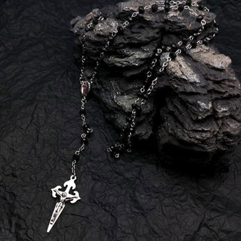 Collana rosario con pietra occhio di gatto a forma di cuore Olivenorma