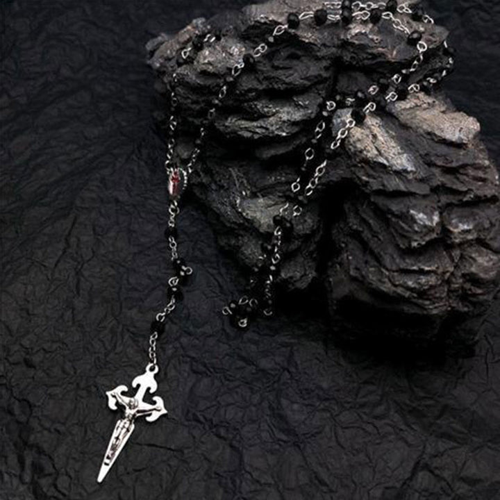 Collana rosario con pietra occhio di gatto a forma di cuore Olivenorma