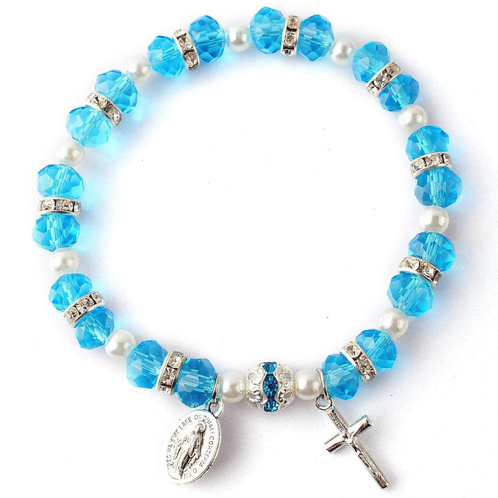 Bracciale rosario in cristallo di zaffiro Olivenorma "Grounded In Faith"
