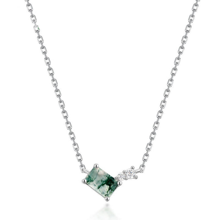 Olivenorma 3 pezzi set di gioielli in agata muschiata e zirconi bianchi - Collana - image 1