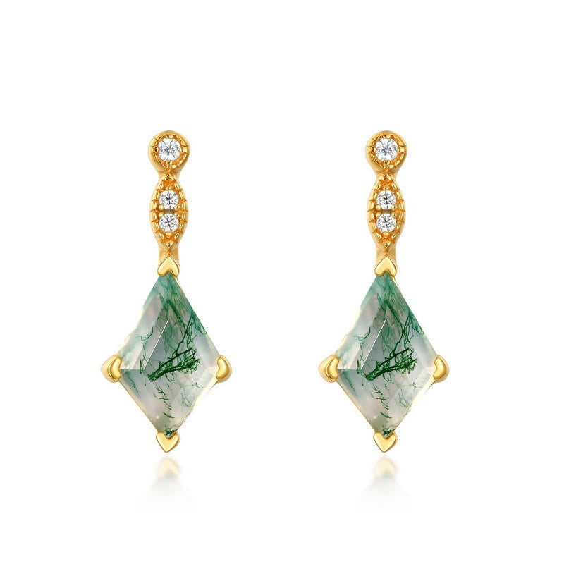 Olivenorma 4 pezzi set di gioielli in agata muschiata e zirconi bianchi