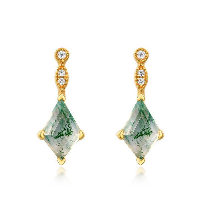 Olivenorma 4 pezzi set di gioielli in agata muschiata e zirconi bianchi