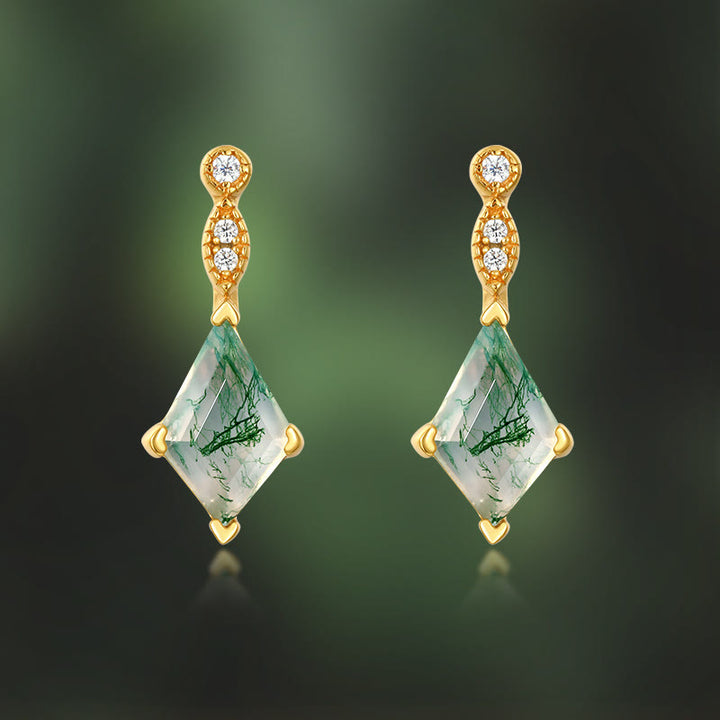 Olivenorma 4 pezzi set di gioielli in agata muschiata e zirconi bianchi
