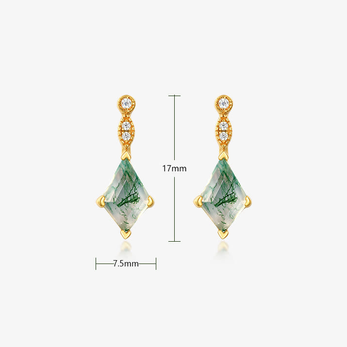 Olivenorma 4 pezzi set di gioielli in agata muschiata e zirconi bianchi