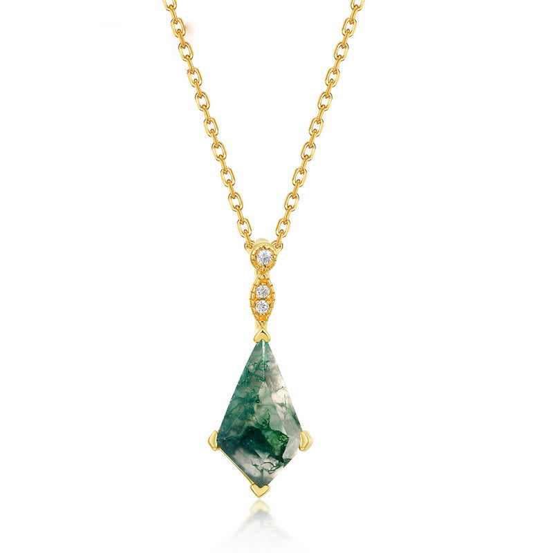 Olivenorma 4 pezzi set di gioielli in agata muschiata e zirconi bianchi - Collana - image 1