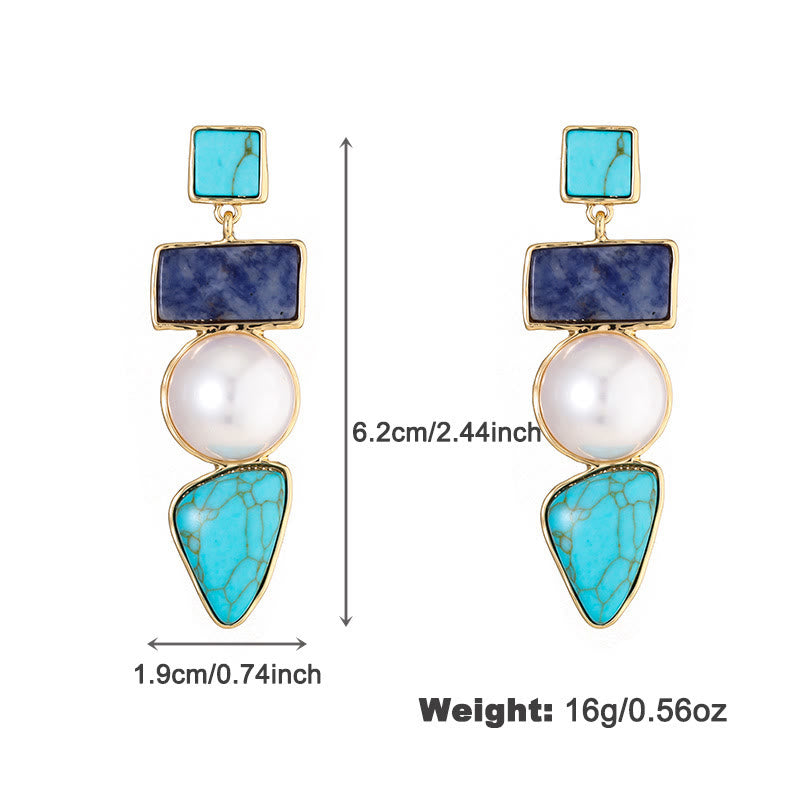 Olivenorma Set di gioielli con ciondolo in sodalite blu turchese perla irregolare
