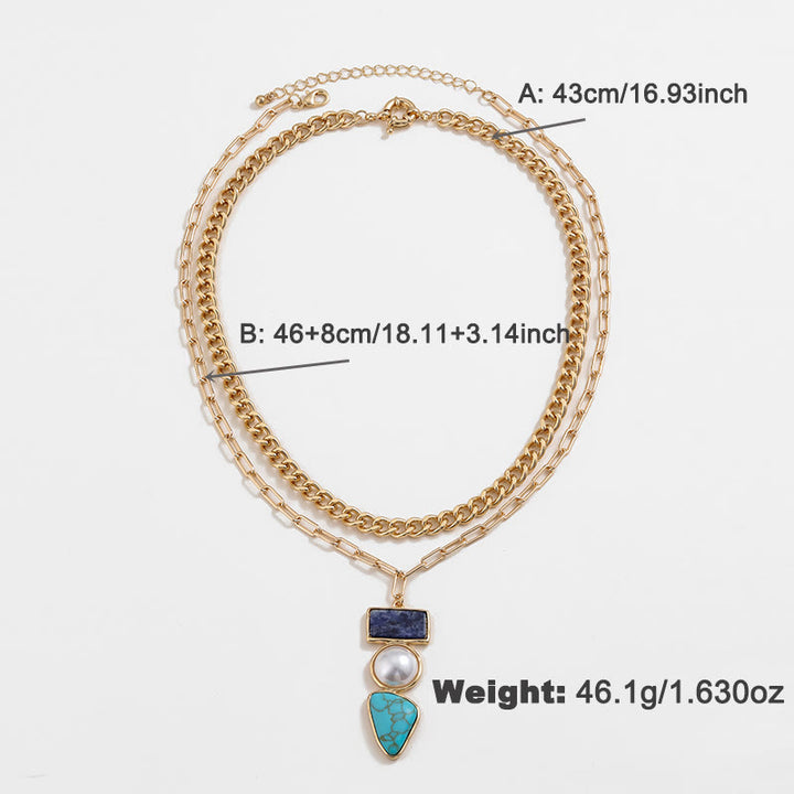 Olivenorma Set di gioielli con ciondolo in sodalite blu turchese perla irregolare