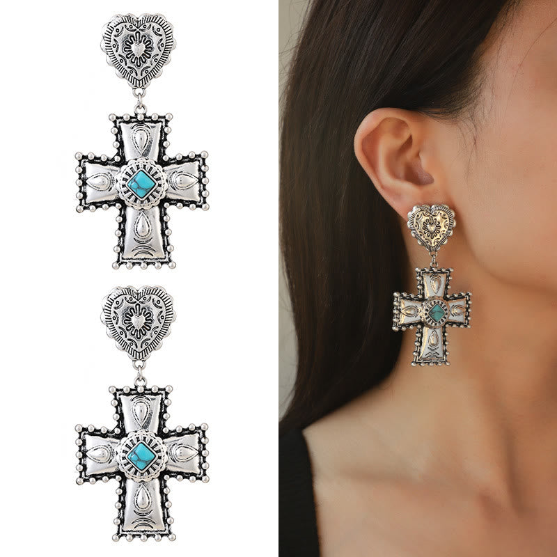 Set di gioielli in lega antica con croce dell'amore Olivenorma - Orecchini - image 4