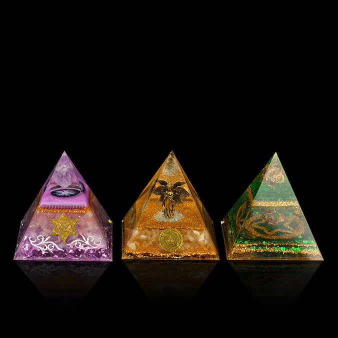 Olivenorma Piramide Orgonica di Protezione Totale in Cristallo Naturale