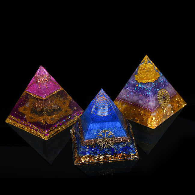 Olivenorma Piramide Orgonica di Protezione Totale in Cristallo Naturale