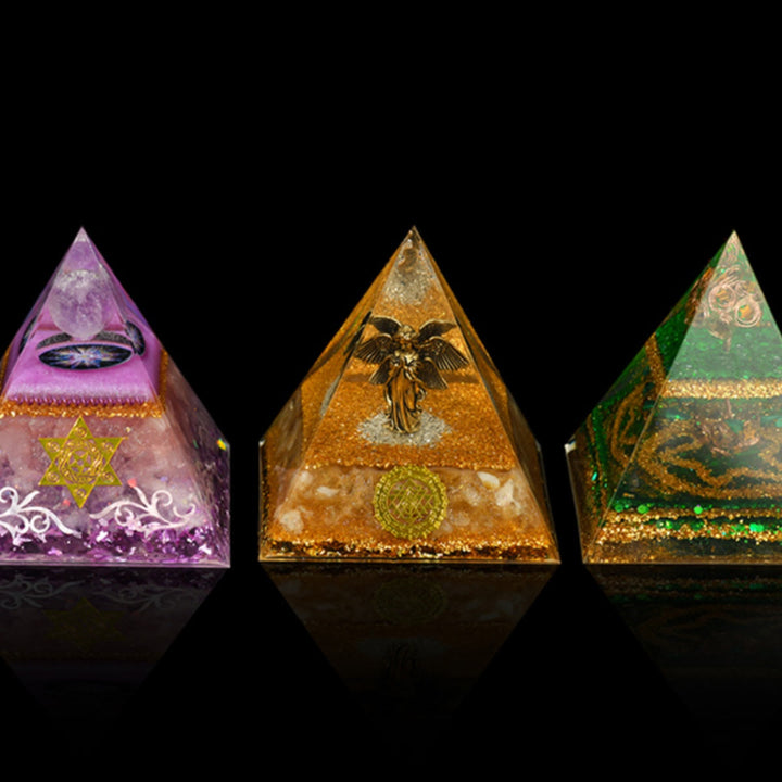 Olivenorma Piramide Orgonica di Protezione Totale in Cristallo Naturale