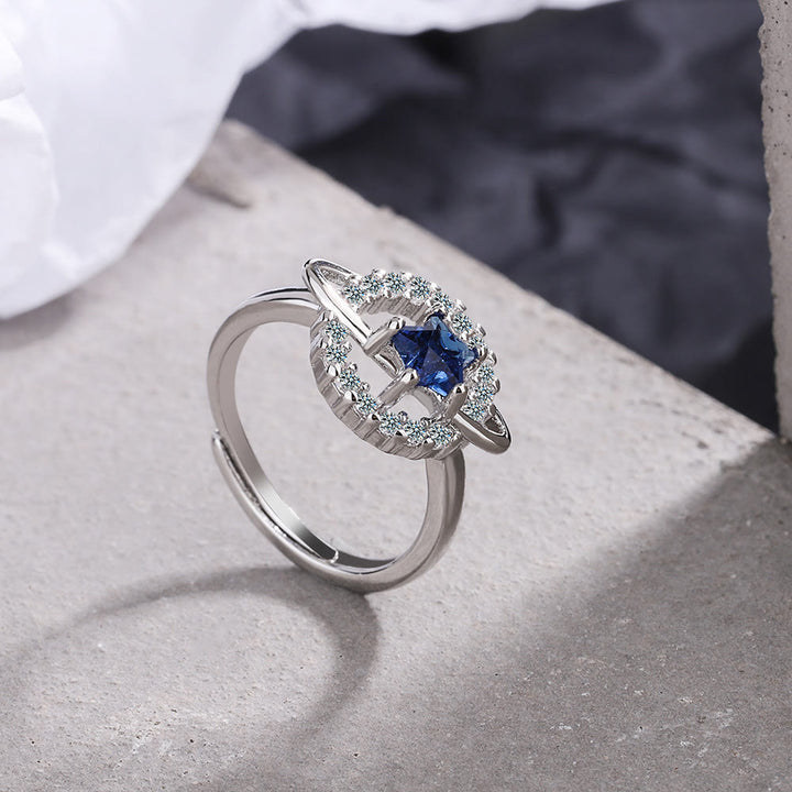 Olivenorma Anello regolabile con pentagramma, topazio blu e zircone bianco