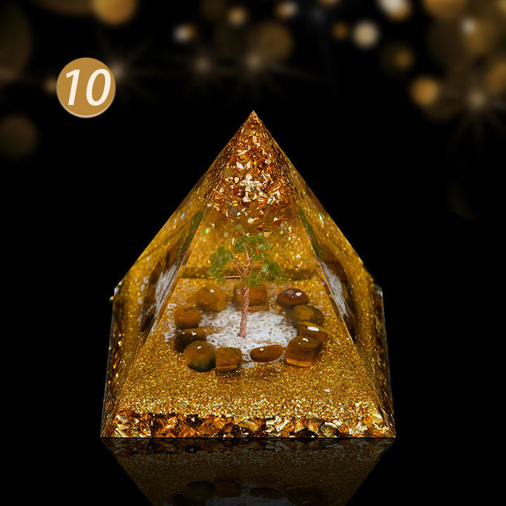 Olivenorma Cristallo Naturale Rame Bobina Albero Orgone Piramide