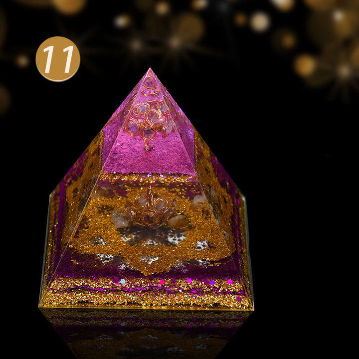 Olivenorma Cristallo Naturale Rame Bobina Albero Orgone Piramide
