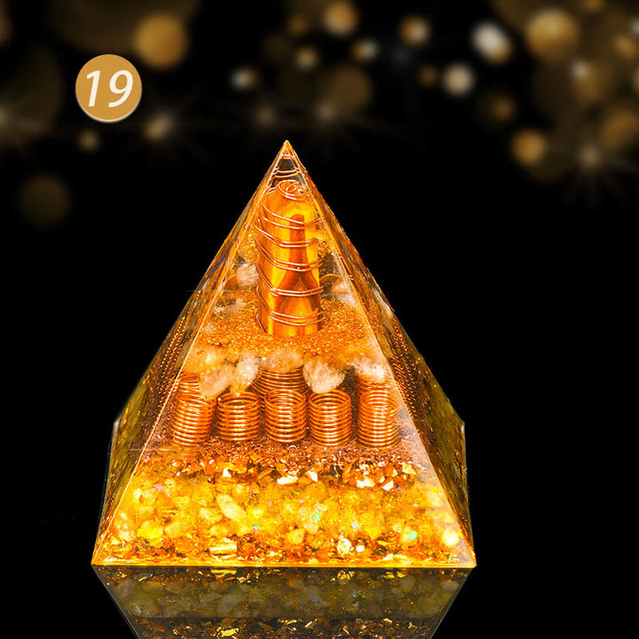 Olivenorma Piramide Orgonica di Protezione Totale in Cristallo Naturale
