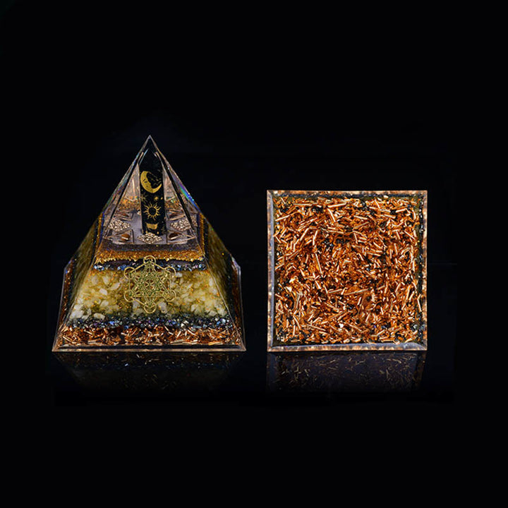 Colonna di ossidiana Olivenorma Cubo di Metatron Piramide di Orgone di Equilibrio