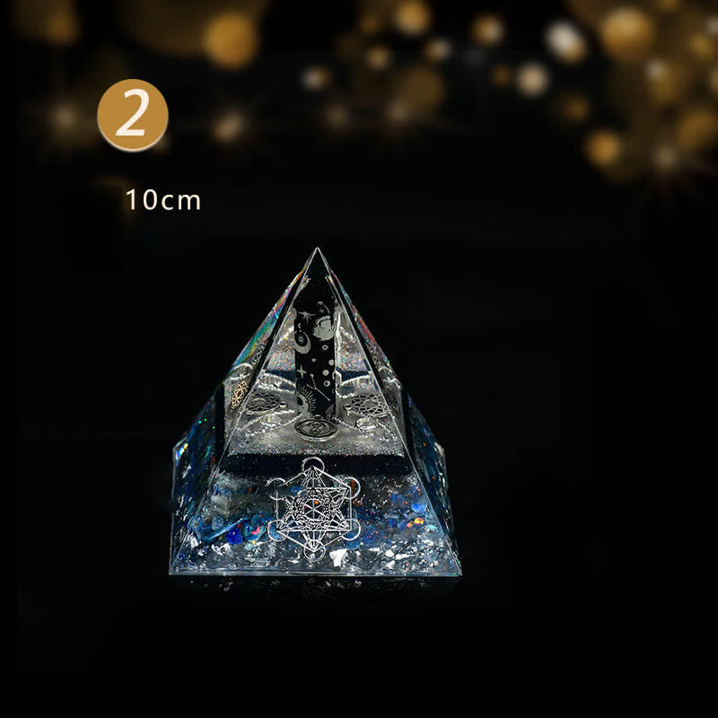Colonna di ossidiana Olivenorma Cubo di Metatron Piramide di Orgone di Equilibrio