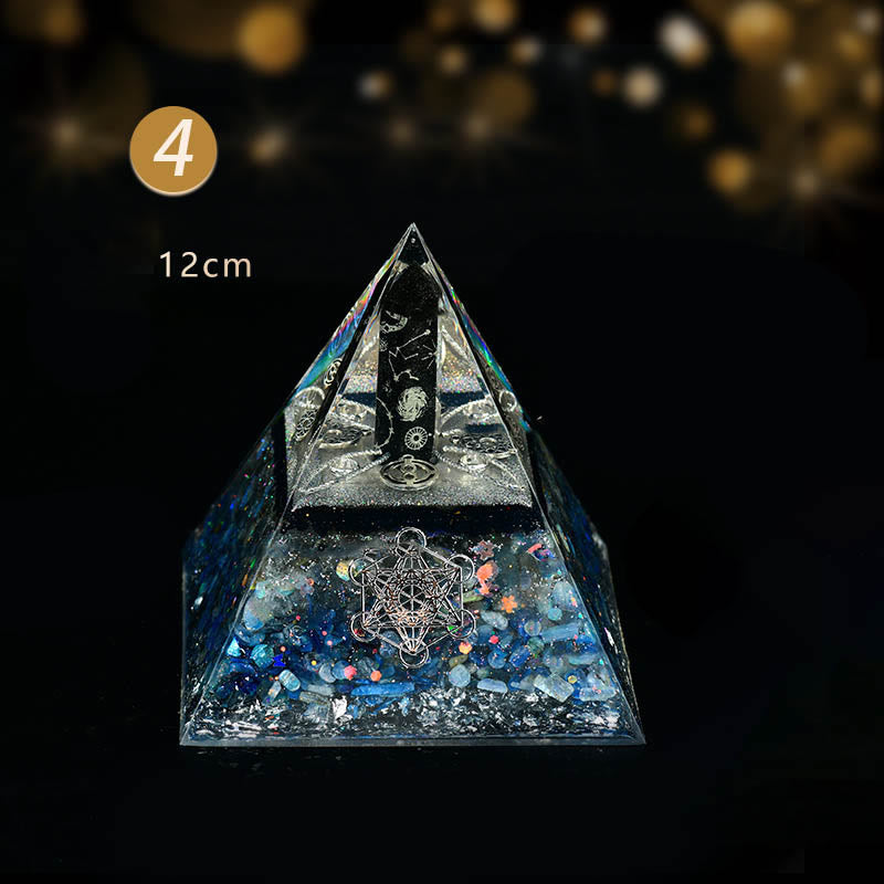 Colonna di ossidiana Olivenorma Cubo di Metatron Piramide di Orgone di Equilibrio