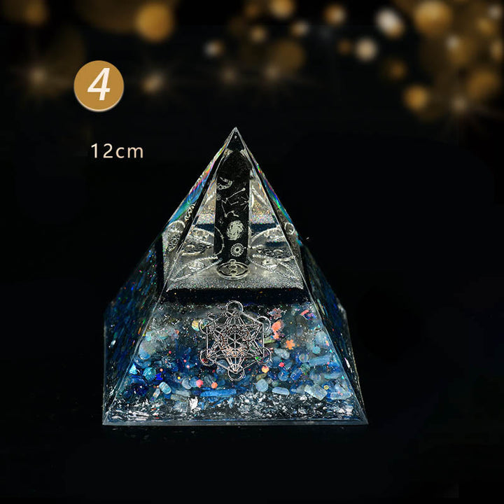 Colonna di ossidiana Olivenorma Cubo di Metatron Piramide di Orgone di Equilibrio