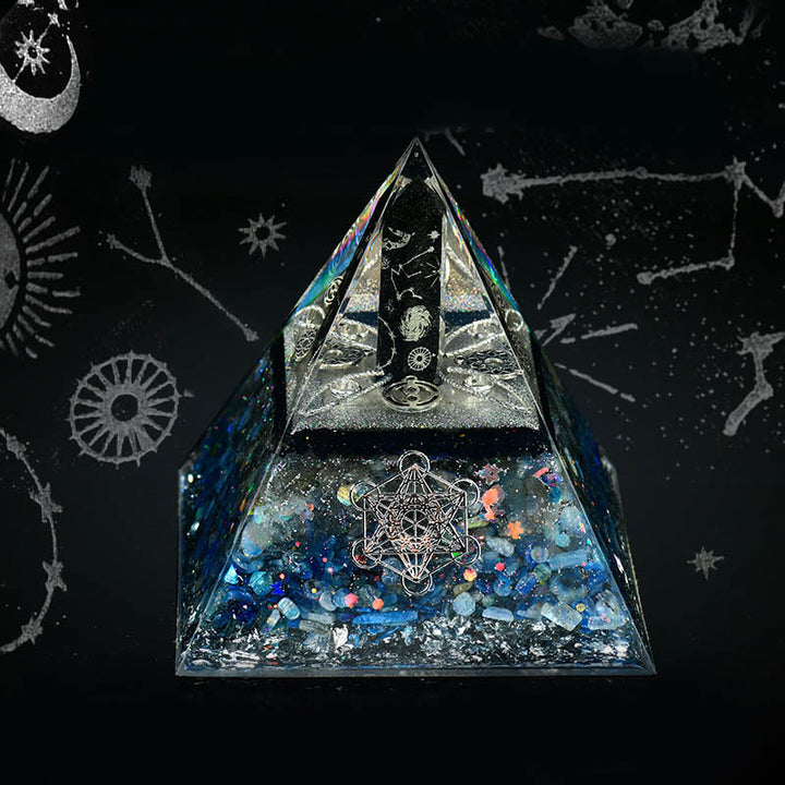 Colonna di ossidiana Olivenorma Cubo di Metatron Piramide di Orgone di Equilibrio