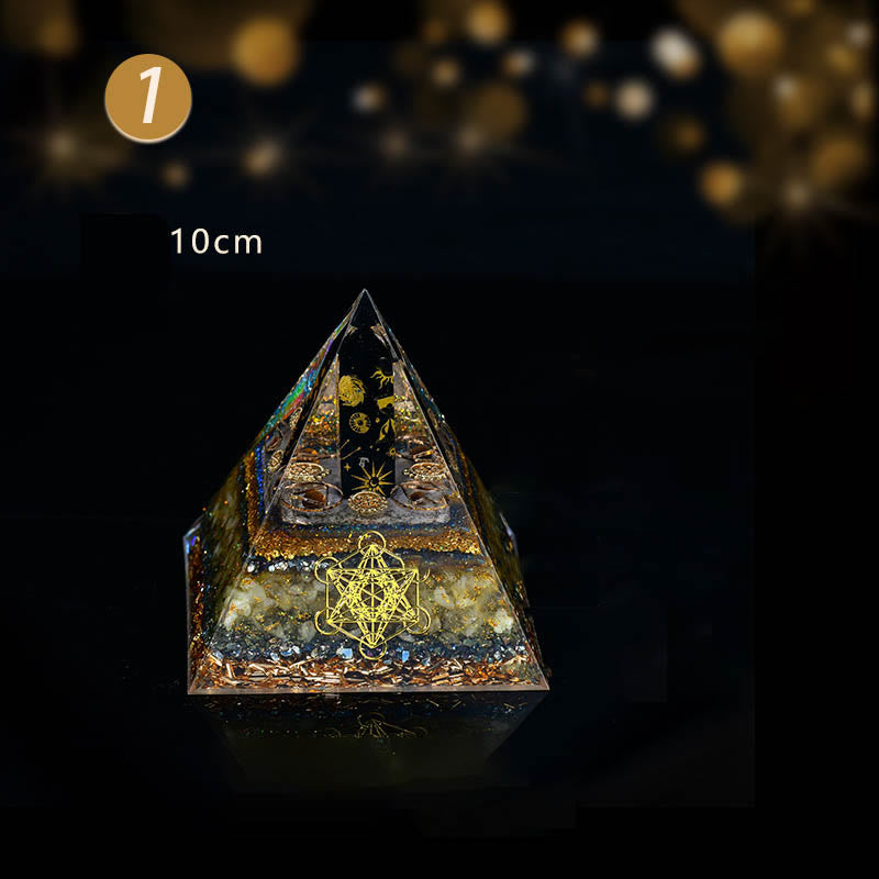 Colonna di ossidiana Olivenorma Cubo di Metatron Piramide di Orgone di Equilibrio