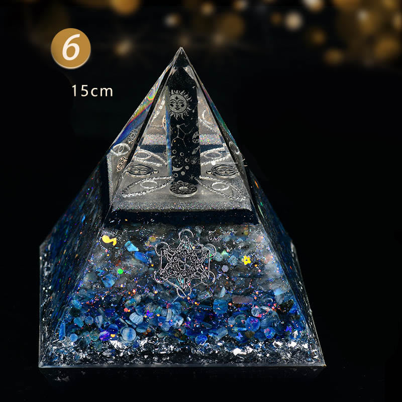 Colonna di ossidiana Olivenorma Cubo di Metatron Piramide di Orgone di Equilibrio