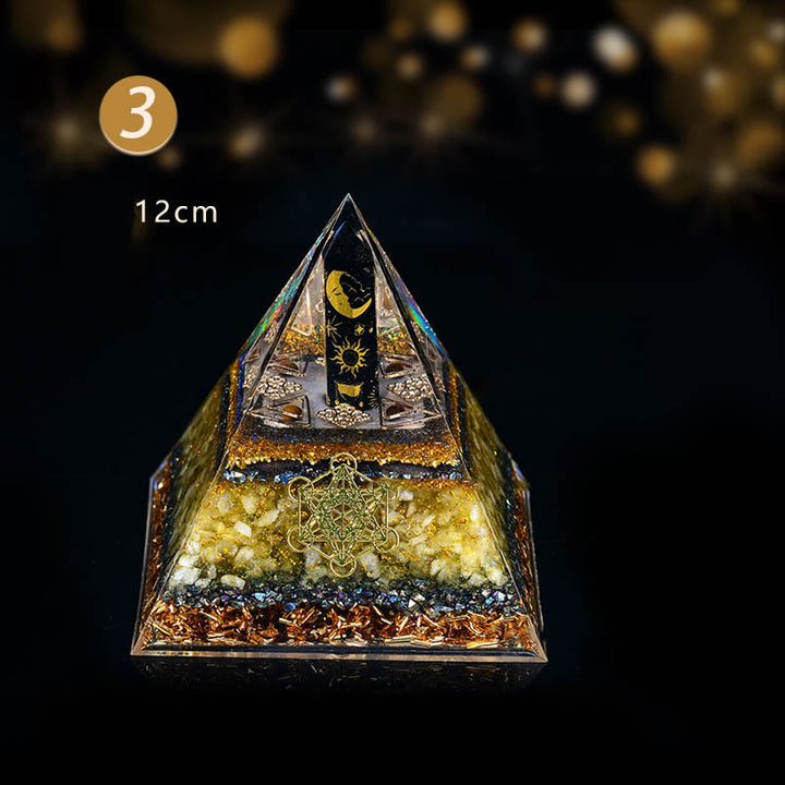 Colonna di ossidiana Olivenorma Cubo di Metatron Piramide di Orgone di Equilibrio