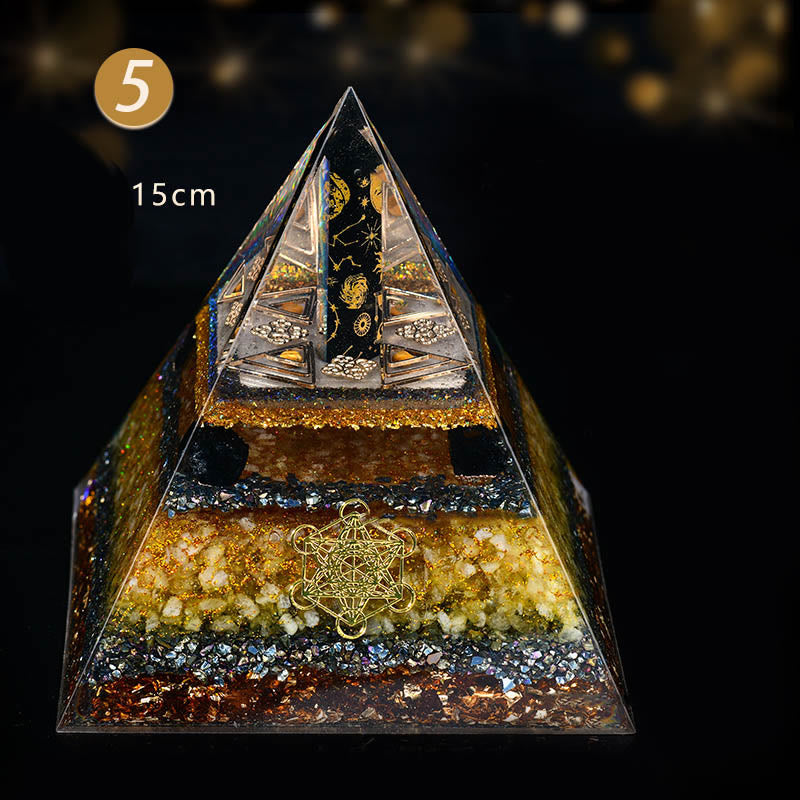 Colonna di ossidiana Olivenorma Cubo di Metatron Piramide di Orgone di Equilibrio