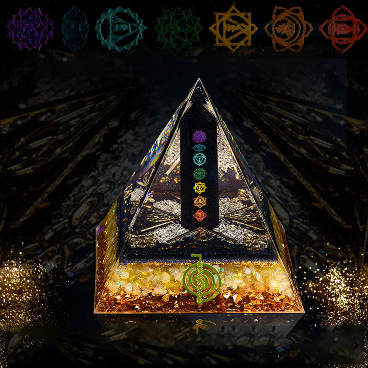 Olivenorma Chakra Colonna di Ossidiana Cubo di Metatron Energia Orgone Piramide