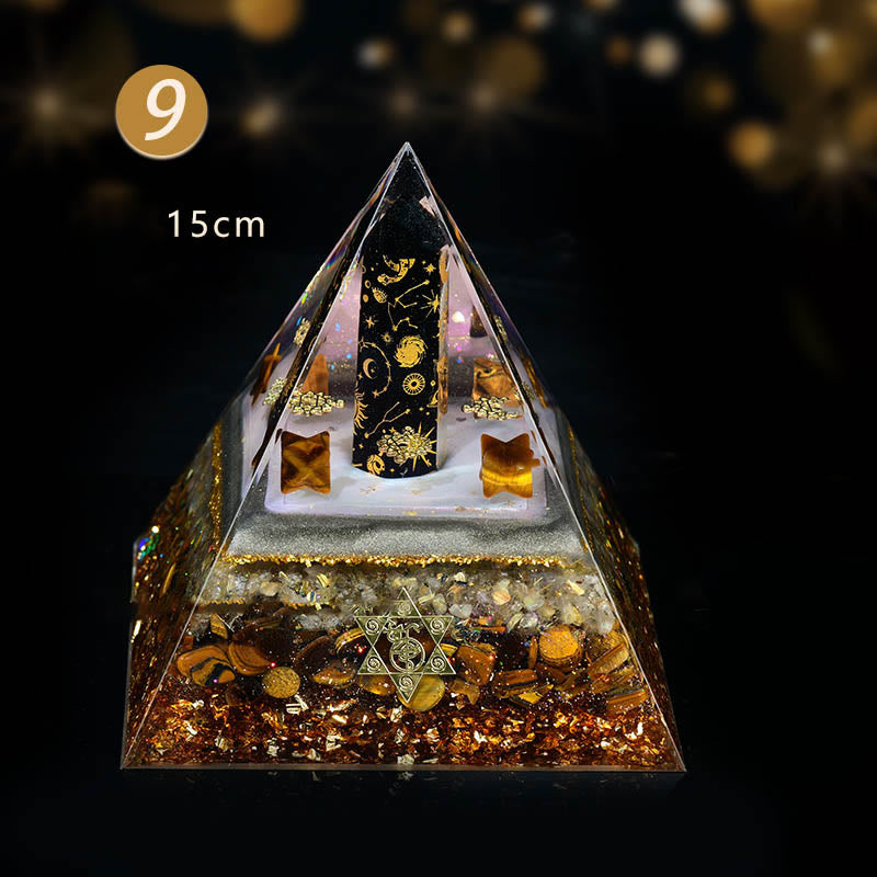 Olivenorma Chakra Colonna di Ossidiana Cubo di Metatron Energia Orgone Piramide