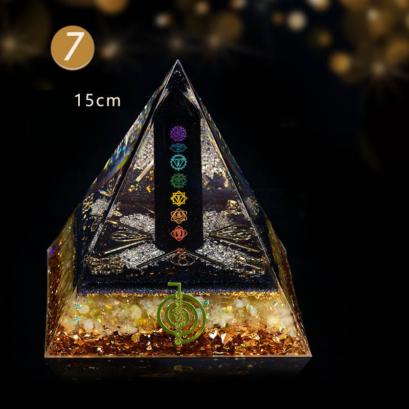 Olivenorma Chakra Colonna di Ossidiana Cubo di Metatron Energia Orgone Piramide