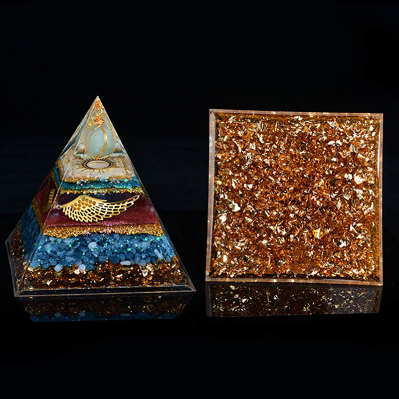 Olivenorma Oro Ossidiana Chakra Cristallo Array Orgone Piramide