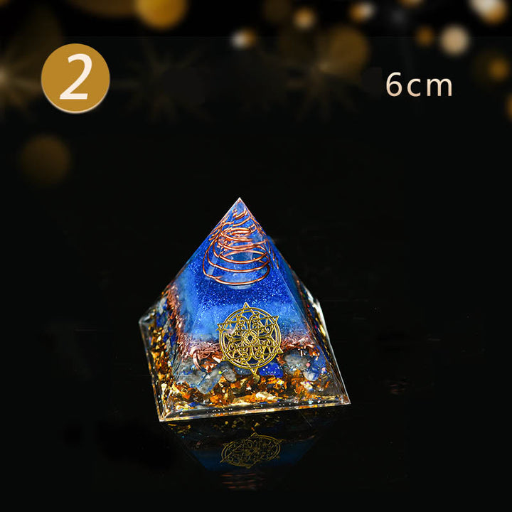 Olivenorma 5-15cm Piramide di Orgone in Avventurina Blu Cristallo Trasparente