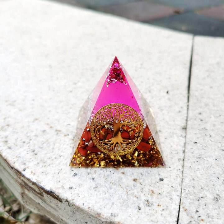 Olivenorma Cristallo Rosa Diaspro Rosso Albero della Vita Piramide Orgonica
