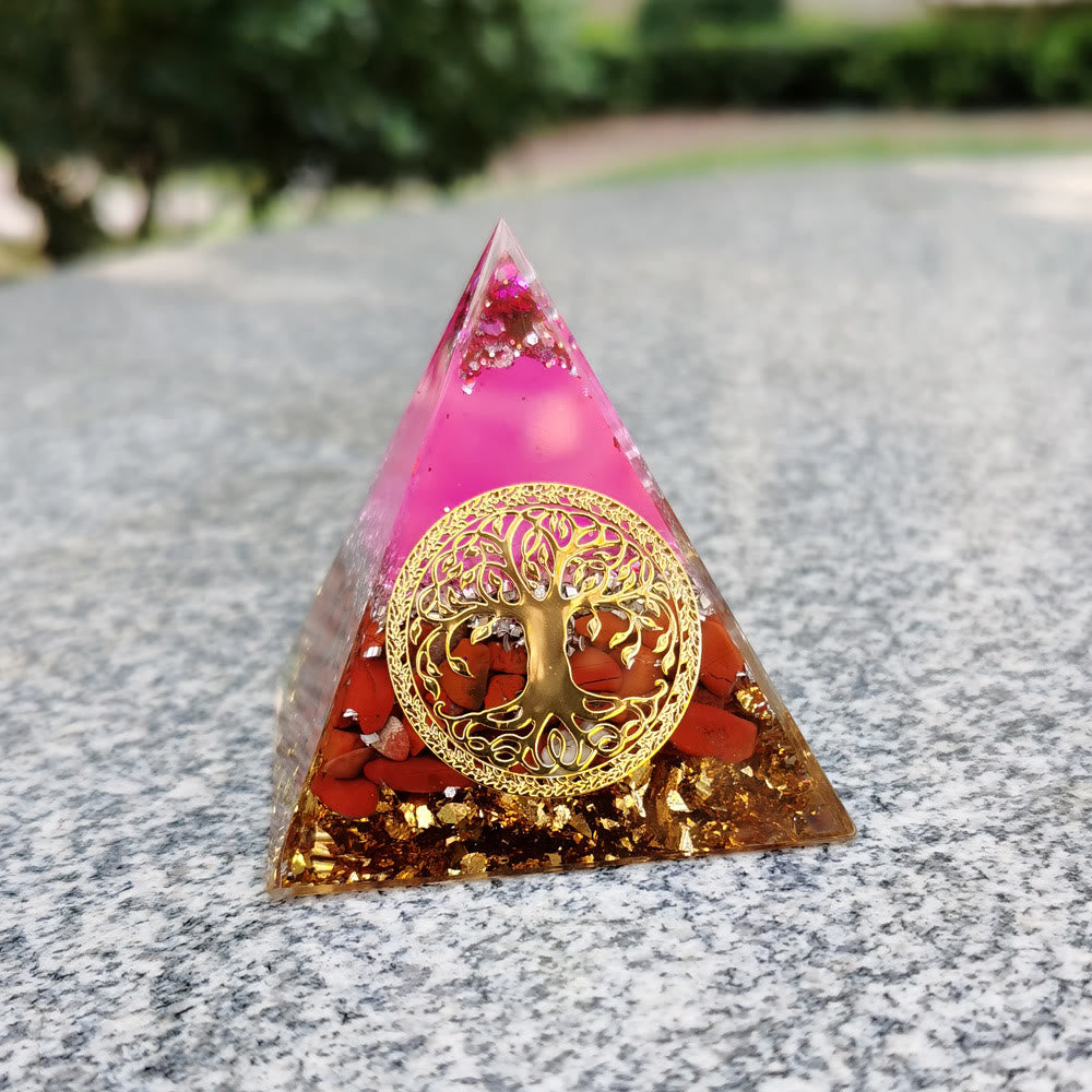 Olivenorma Cristallo Rosa Diaspro Rosso Albero della Vita Piramide Orgonica
